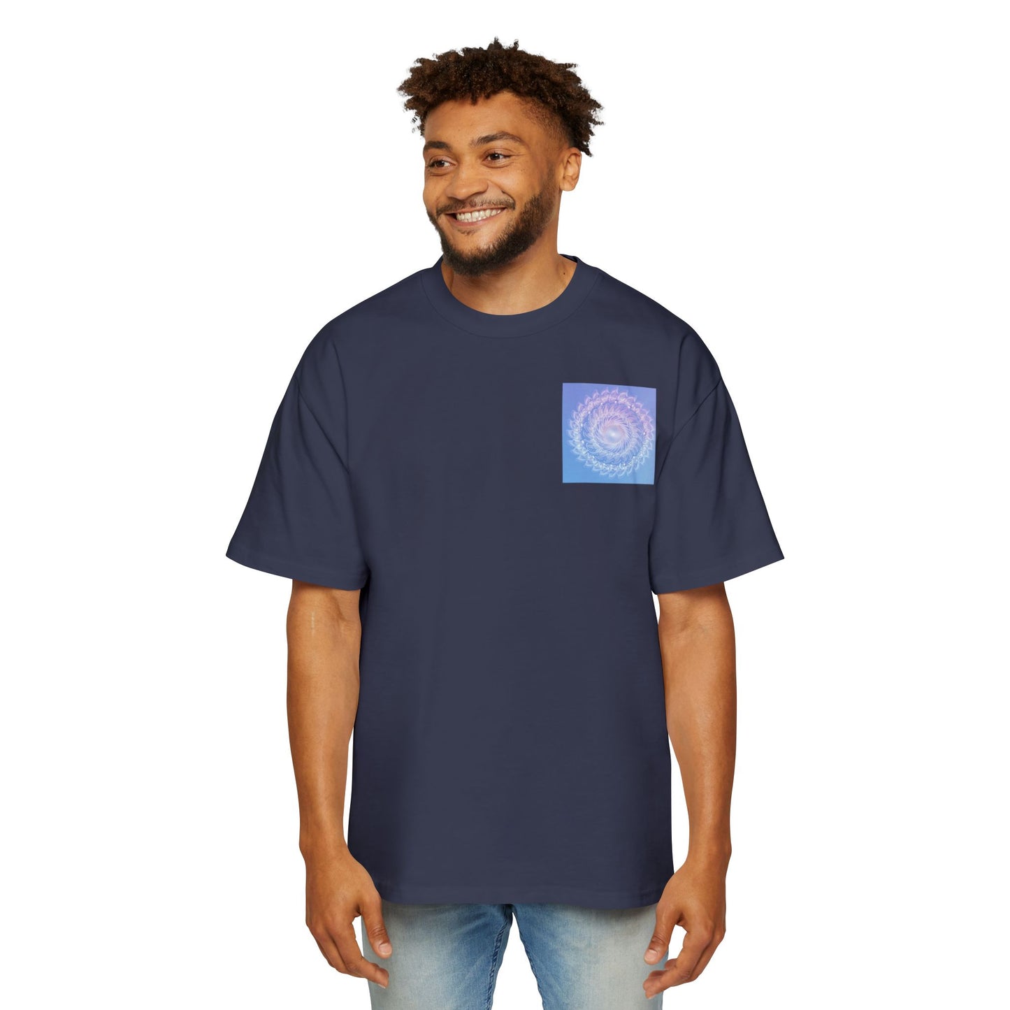 Men's Heavy Oversized Tee with Spiraled Design, Comfortable Graphic Fashion, Casual Wear, Relaxed Fit Top, Gift for Art Lovers