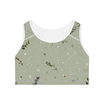 Floral Print Sports Bra, Fitness Activewear, Workout Gear, Yoga Top, Nature-Inspired Gym Wear, Perfect for Athletes
