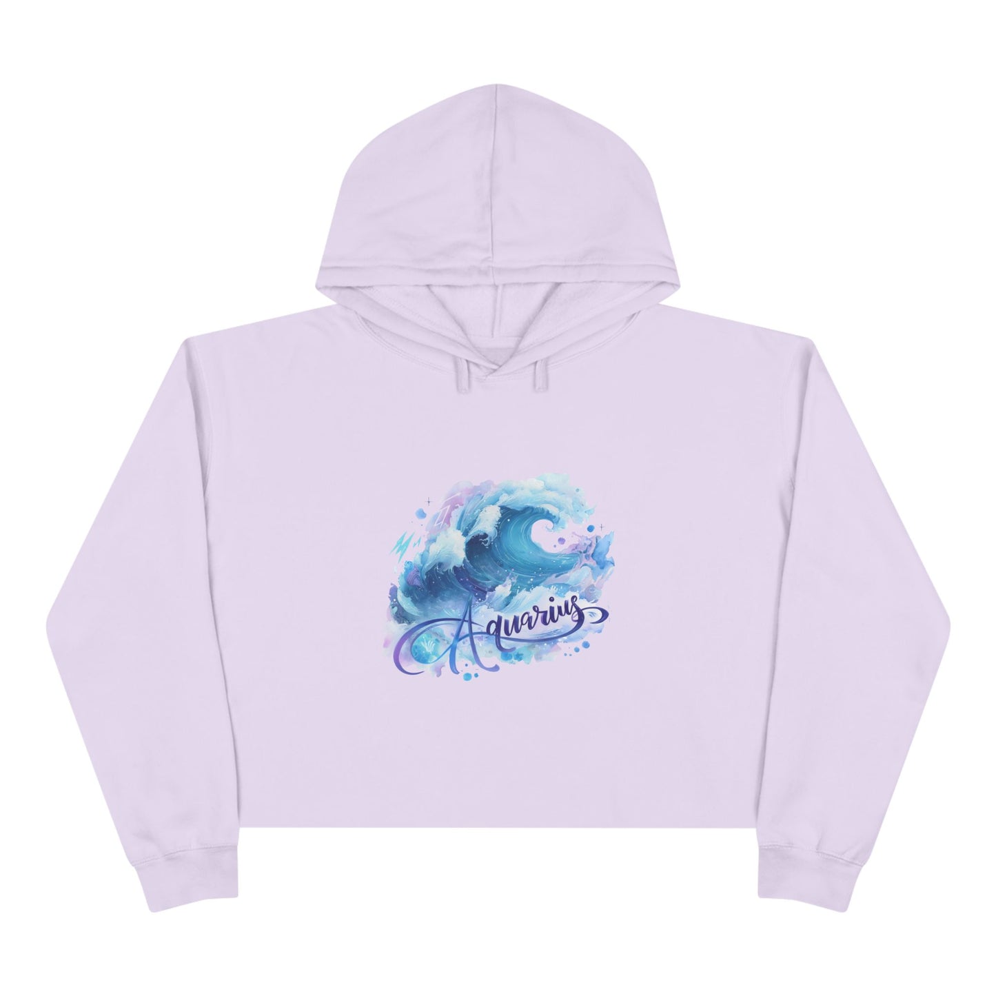 Aquarius Wave Crop Hoodie - Stylish Astrological Apparel, Zodiac Gift, Trendy Sweatshirt, Astrology Fashion, Unique Hooded Top