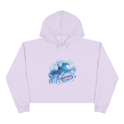 Aquarius Wave Crop Hoodie - Stylish Astrological Apparel, Zodiac Gift, Trendy Sweatshirt, Astrology Fashion, Unique Hooded Top