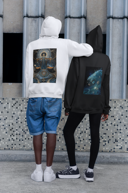 Water Element Cosmic Wave Unisex Hoodie - Elemental Flow Sweatshirt, Aquatic Energy Gift, Celestial Tide Design