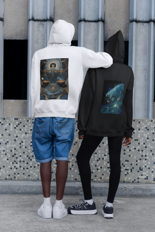 Water Element Cosmic Wave Unisex Hoodie - Elemental Flow Sweatshirt, Aquatic Energy Gift, Celestial Tide Design